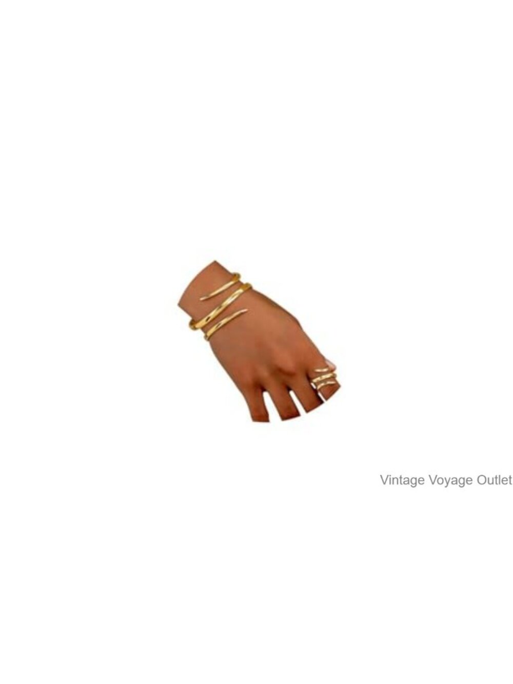Chunky Gold Snake Bracelet Ring Set Wide Cuff Statement Opening Bracelet